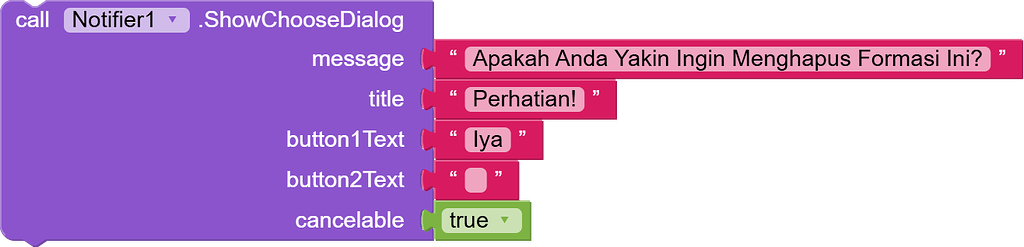 How to make the button in the show choose dialog block on the notifier ...