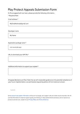Play Protect Appeals Submission Form - Play Console Help